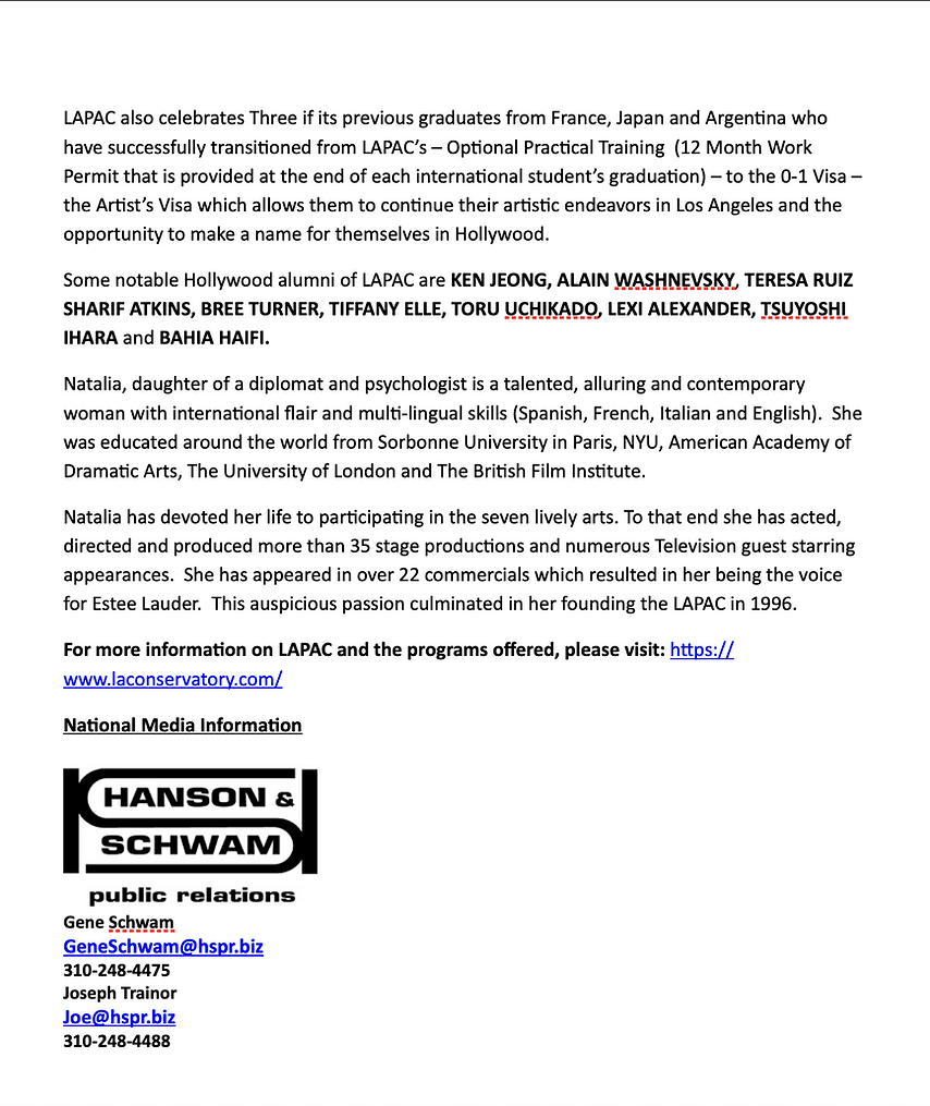 hanson & schwam press release